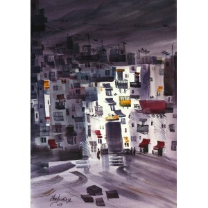 Shuja Mirza, 11 x 16 Inch, Water Color on Paper, Cityscape Painting, AC-SJM-010